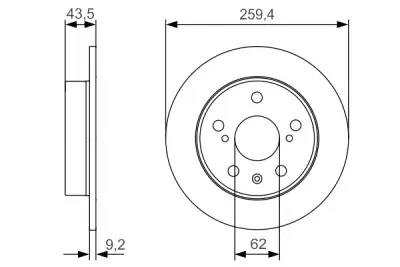 Marca Reconocida Juego de 2 discos de freno BOSCH 0 986 479 C44